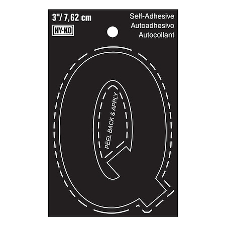 Hy-Ko 3In Black Vinyl Letter Q, 10PK A30427
